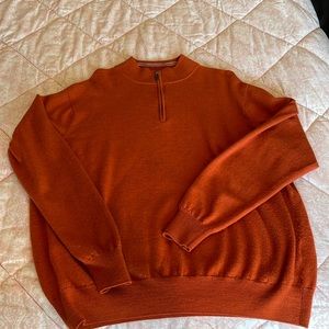 Burnt Orange Peter Millar 100% Merino a wool Quarter Zip